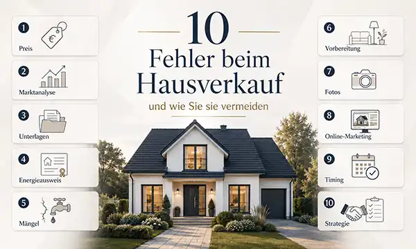 Ratgeberbild zum Blogbeitrag 10 Fehler beim Hausverkauf