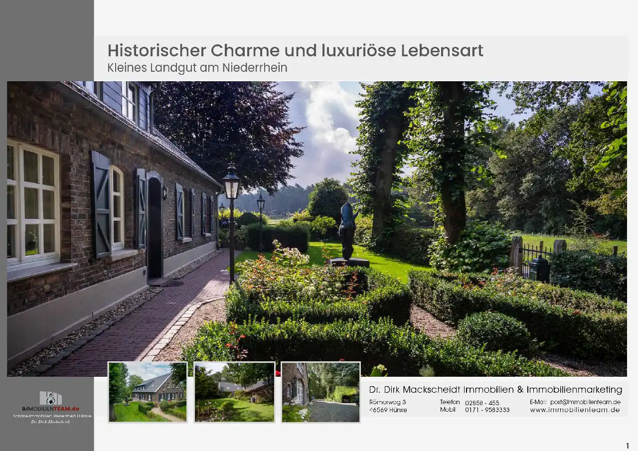 Immobilien-Expos&eacute; als hochwertige Brosch&uuml;re f&uuml;r ein kleines Landgut am Niederrhein