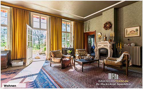 romantische herrschaftliche Villa mit See in Alleinlage am rechten Niederrhein zu verkaufen